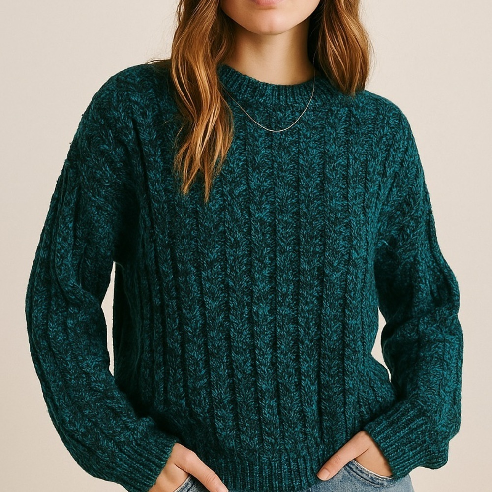 Vintage 1980s Cozy Multicolor Chunky Knit Crewneck Grandpa Pullover Sweater